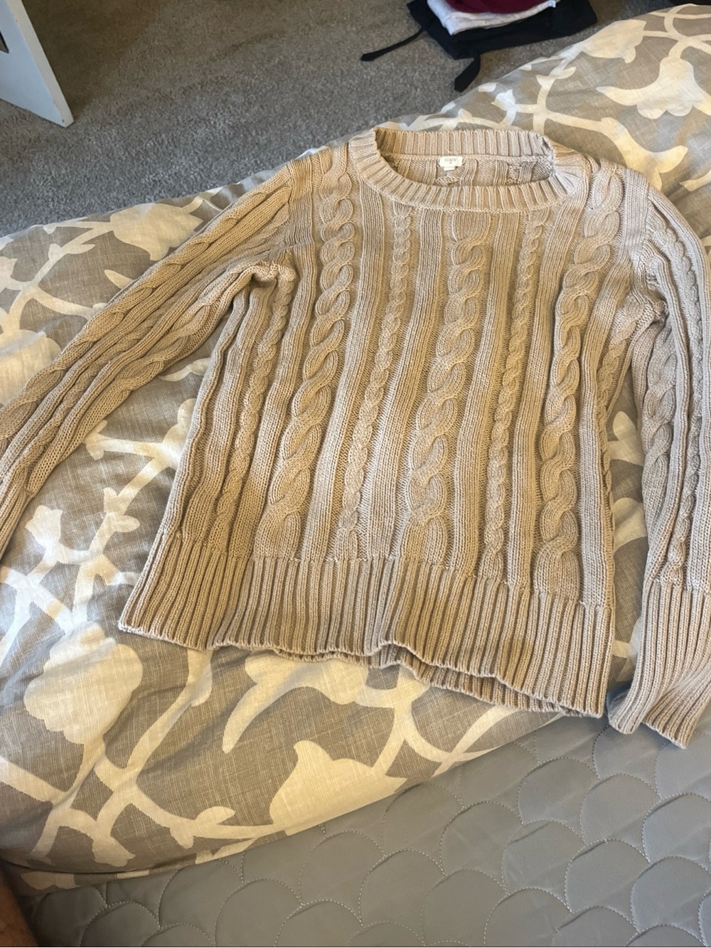 J. Crew Women's Cable Knit Sweater Brown Size Medium Cotton
